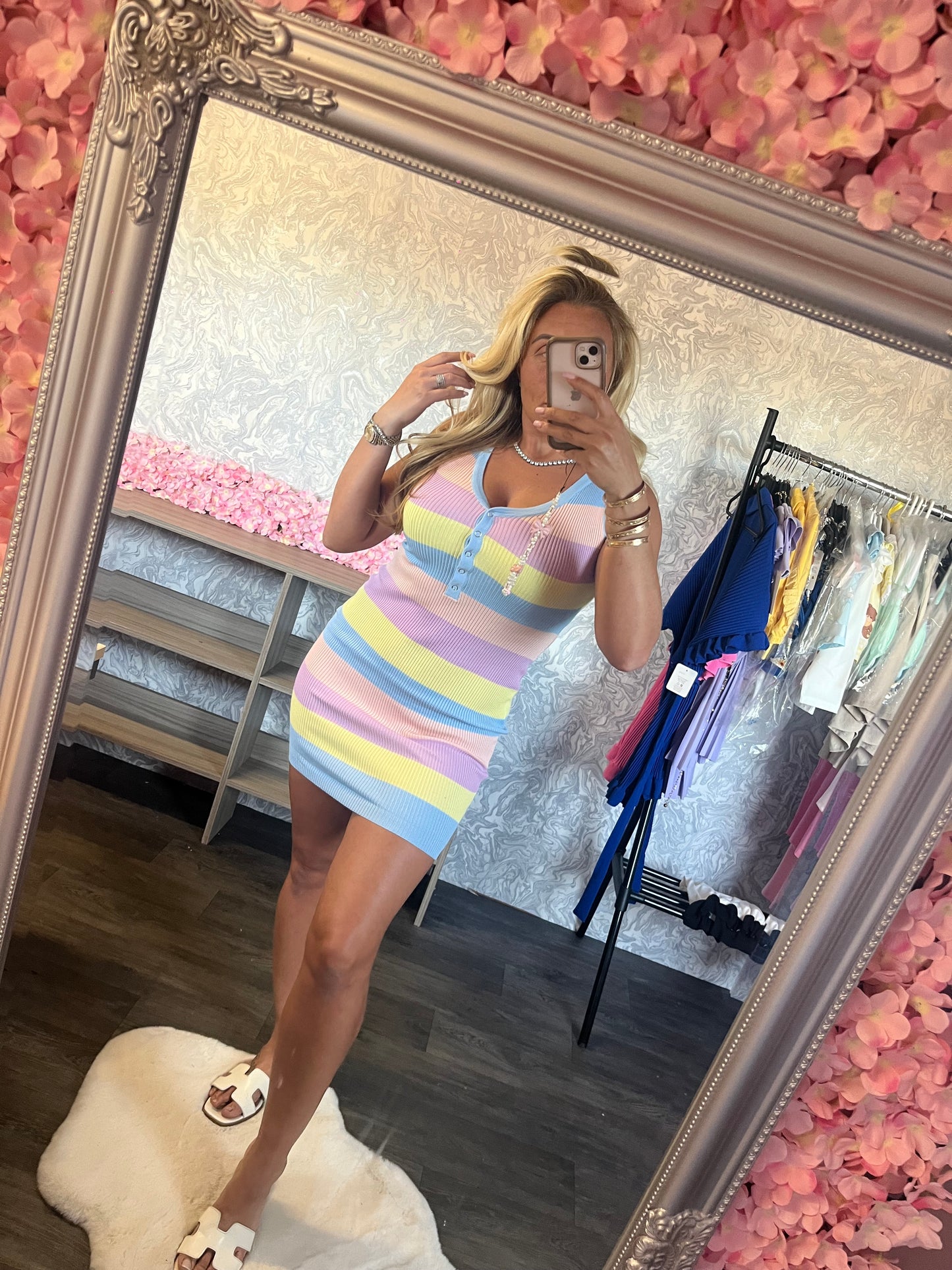 Ribbed Pastel Stripe Dress