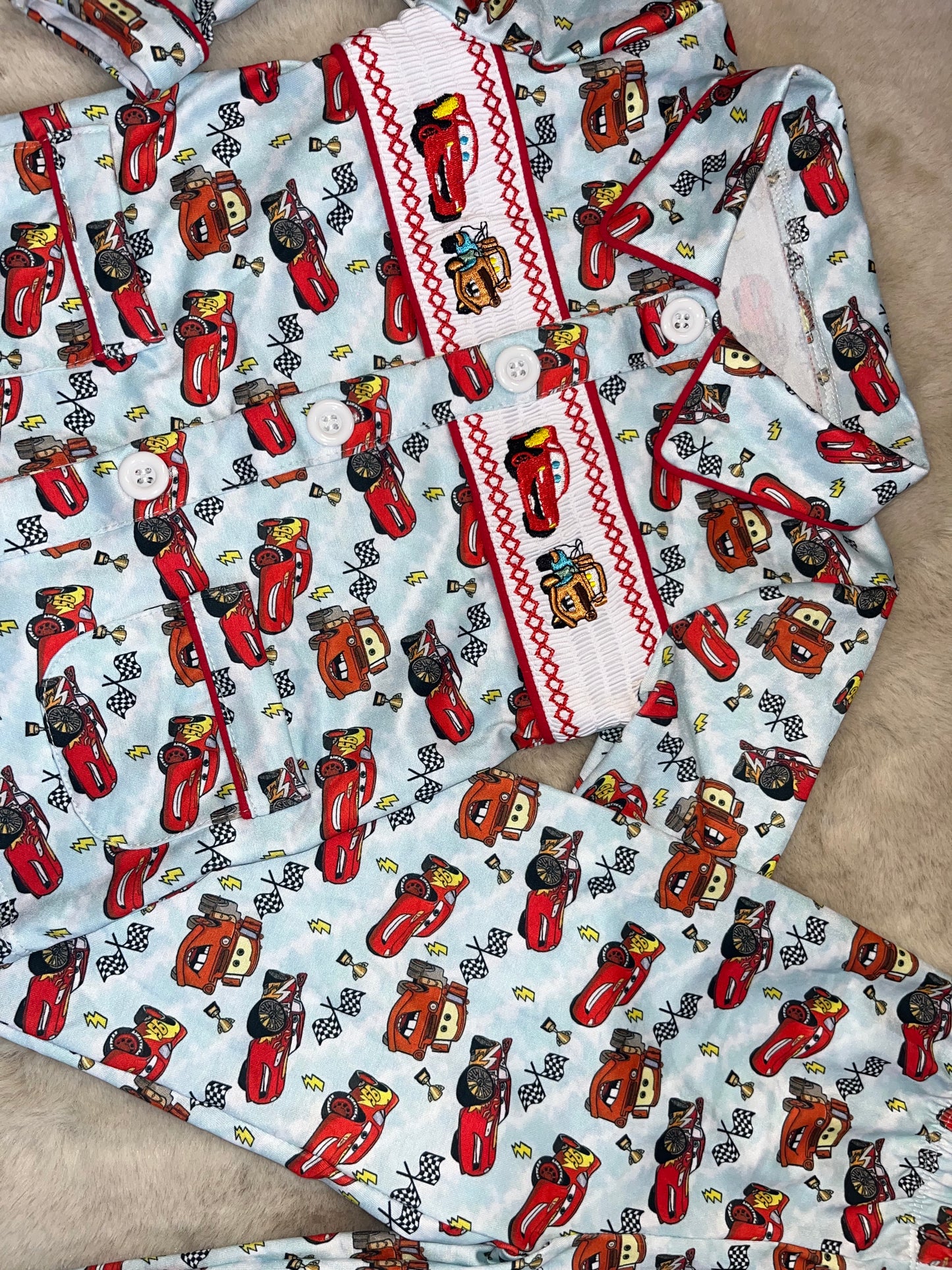 Boys Cars Smocked Pyjamas