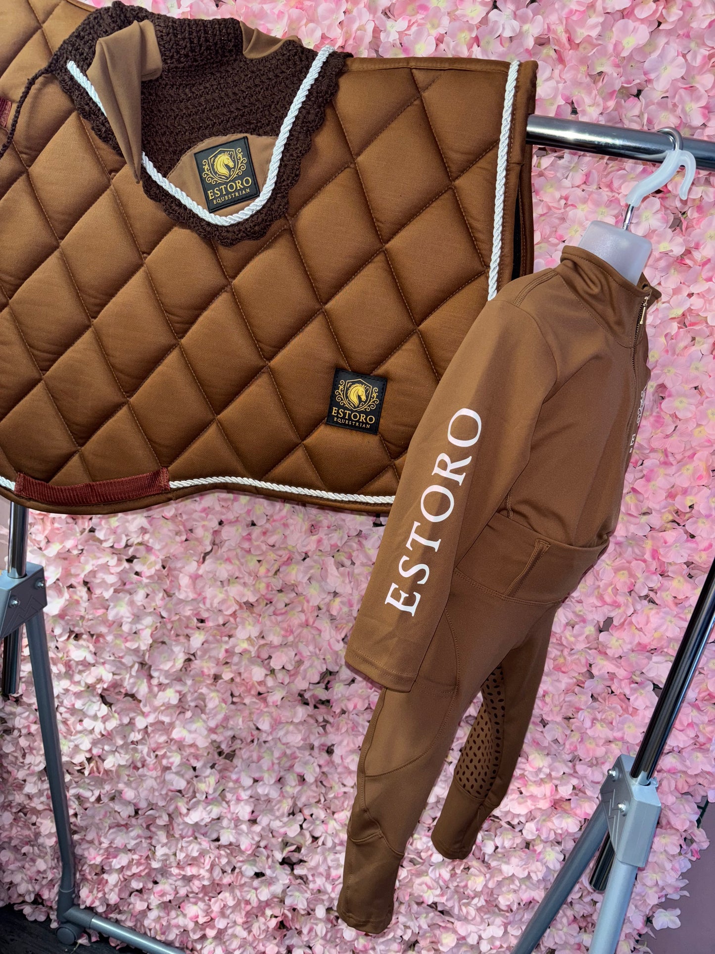 Coffee Saddle Pad & Fly Veil Set