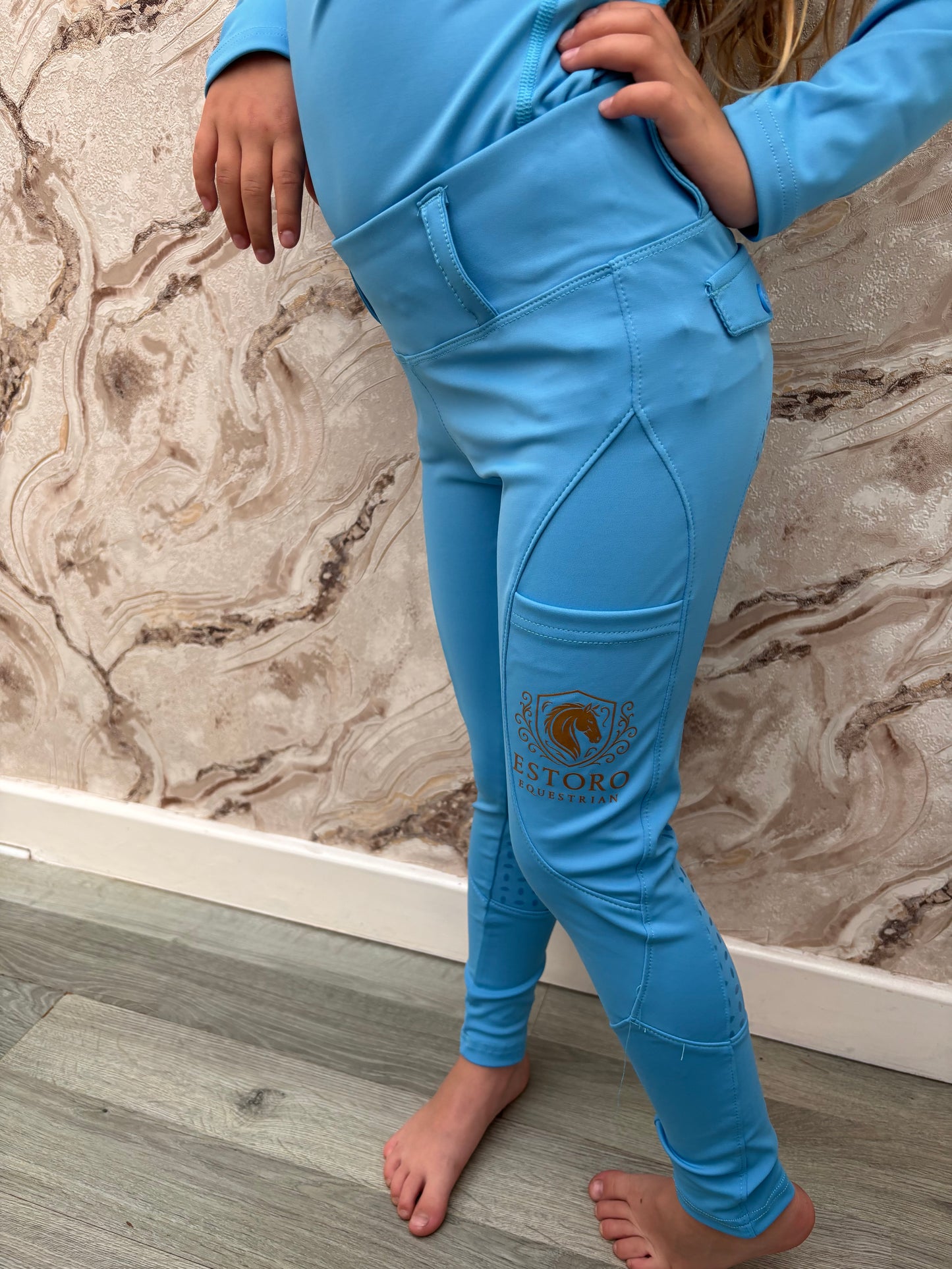 Children’s Sky Blue Base Layer & Riding Tights Set
