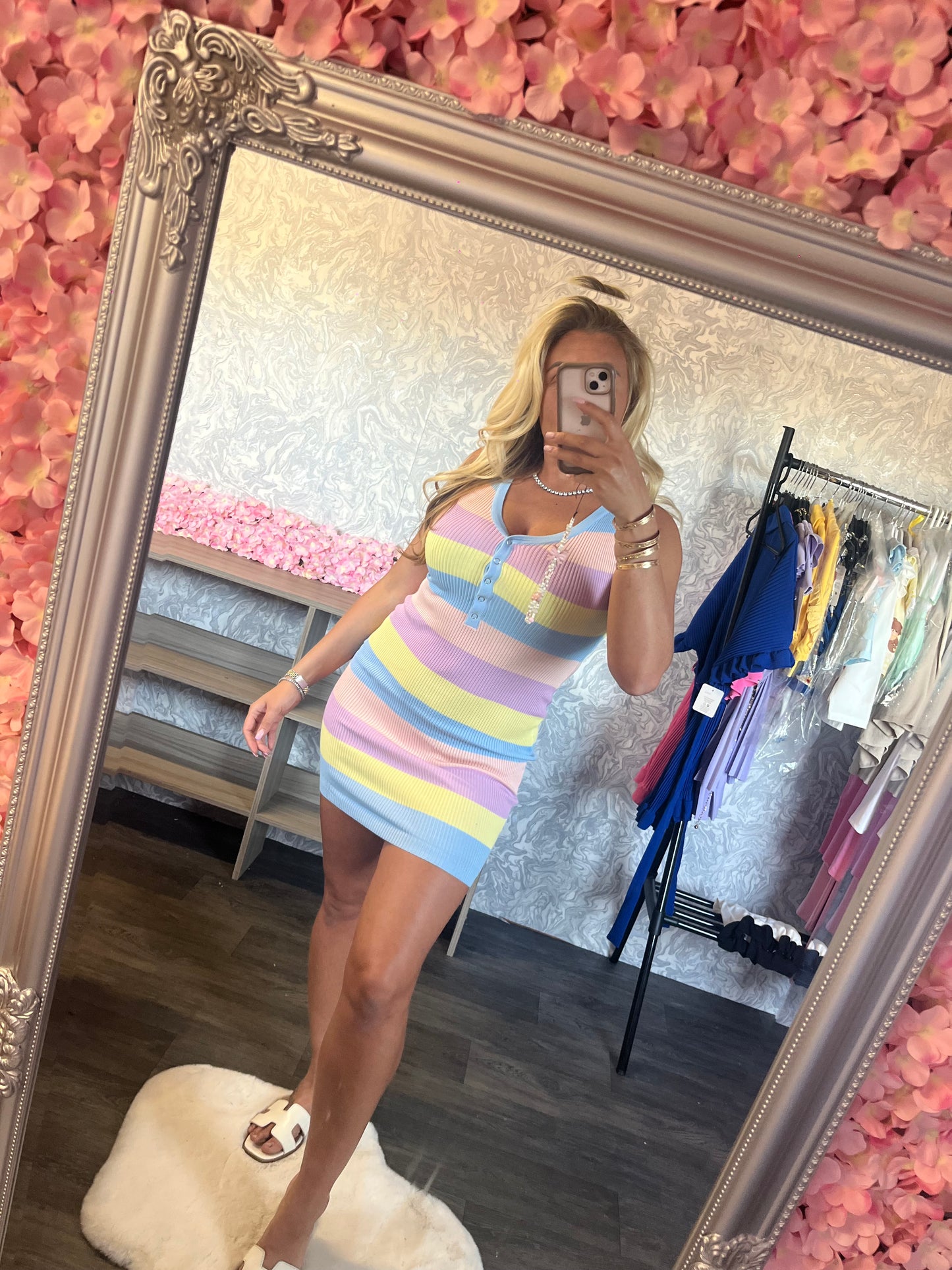 Ribbed Pastel Stripe Dress