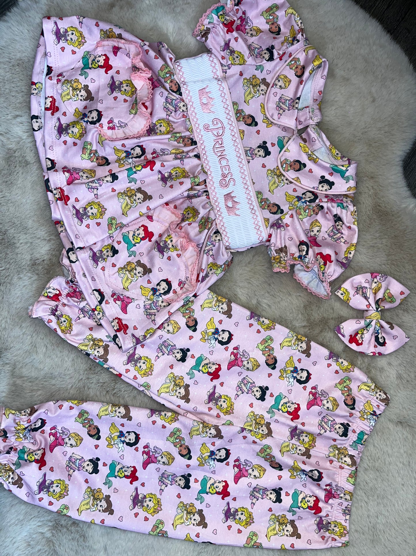 Girls Princess Smocked Pyjamas