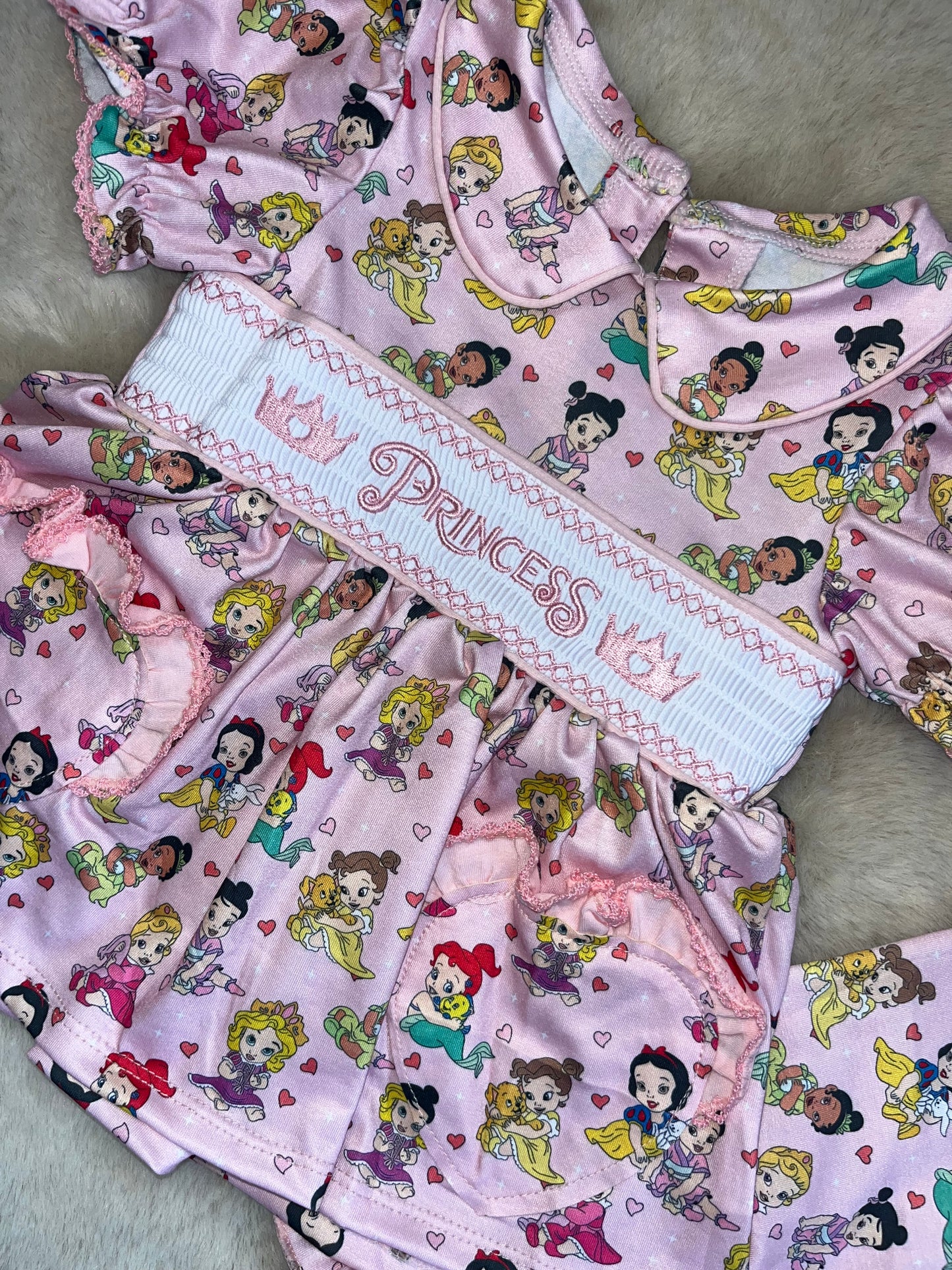 Girls Princess Smocked Pyjamas
