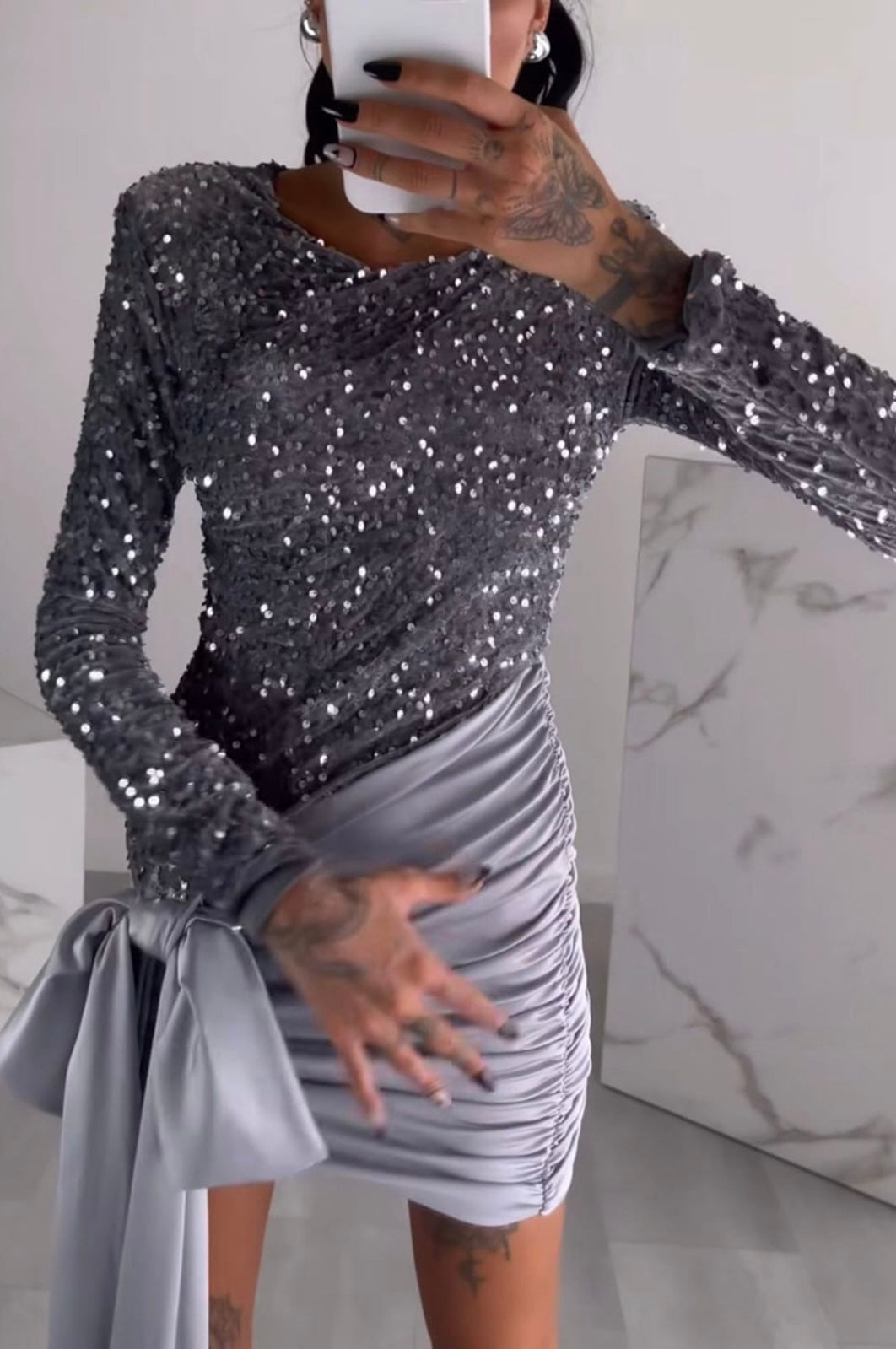 Sparkle Sequin Dress With Trail