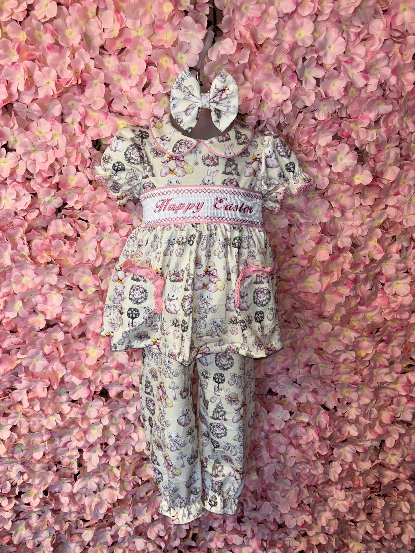 Girls Easter Smocked Pyjamas