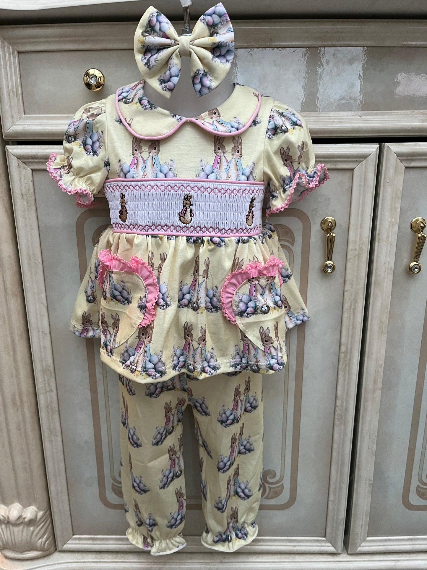 Girls Easter Smocked Pyjamas