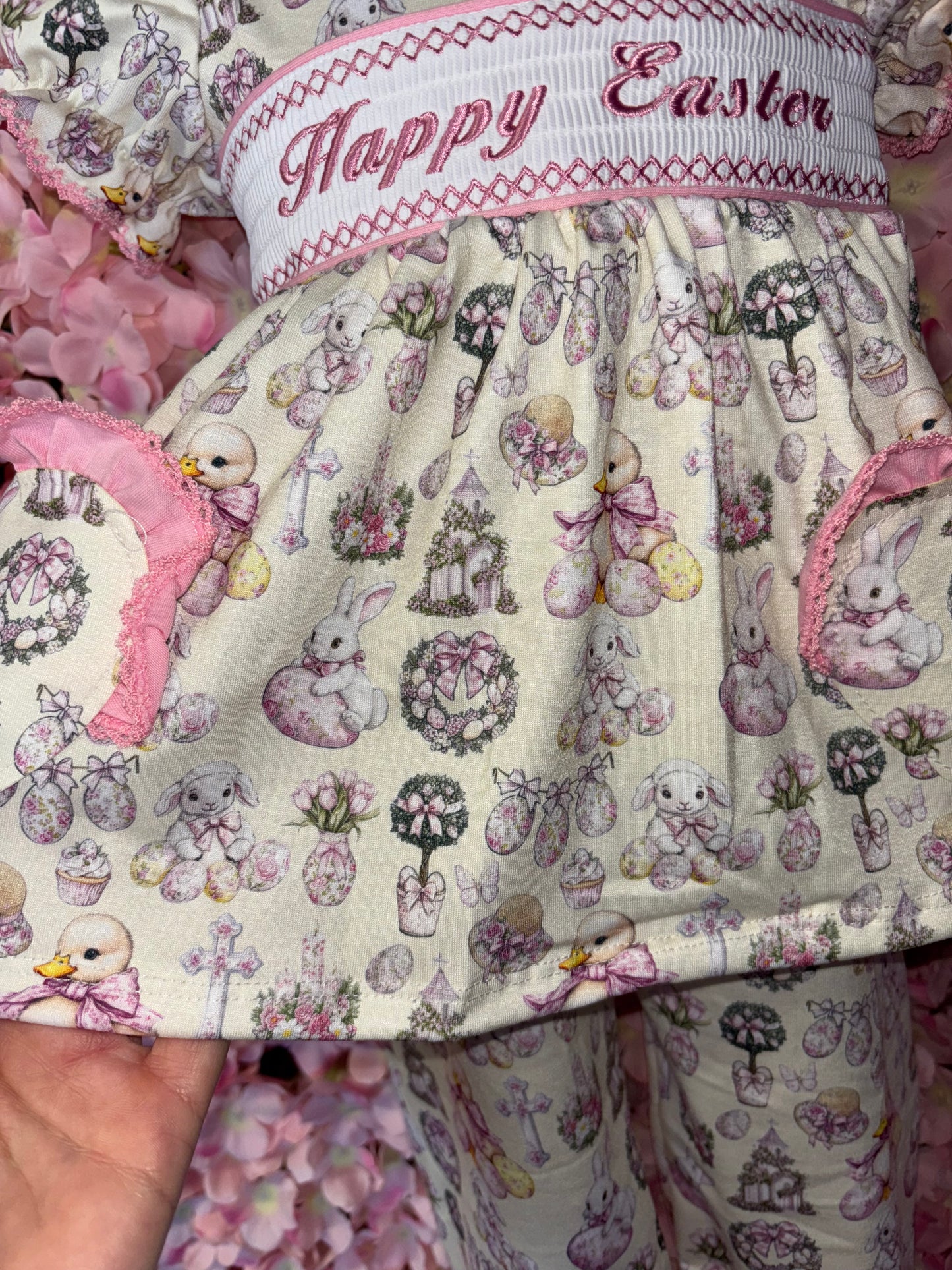 Girls Easter Smocked Pyjamas