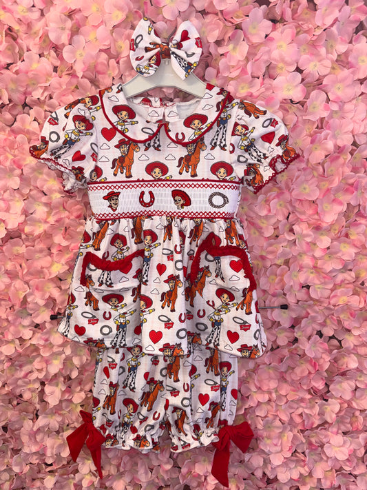 Jessie Toy Story Smocked Pyjamas & Hair Bow