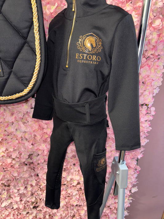 Children’s Black Base Layer & Riding Tights Set