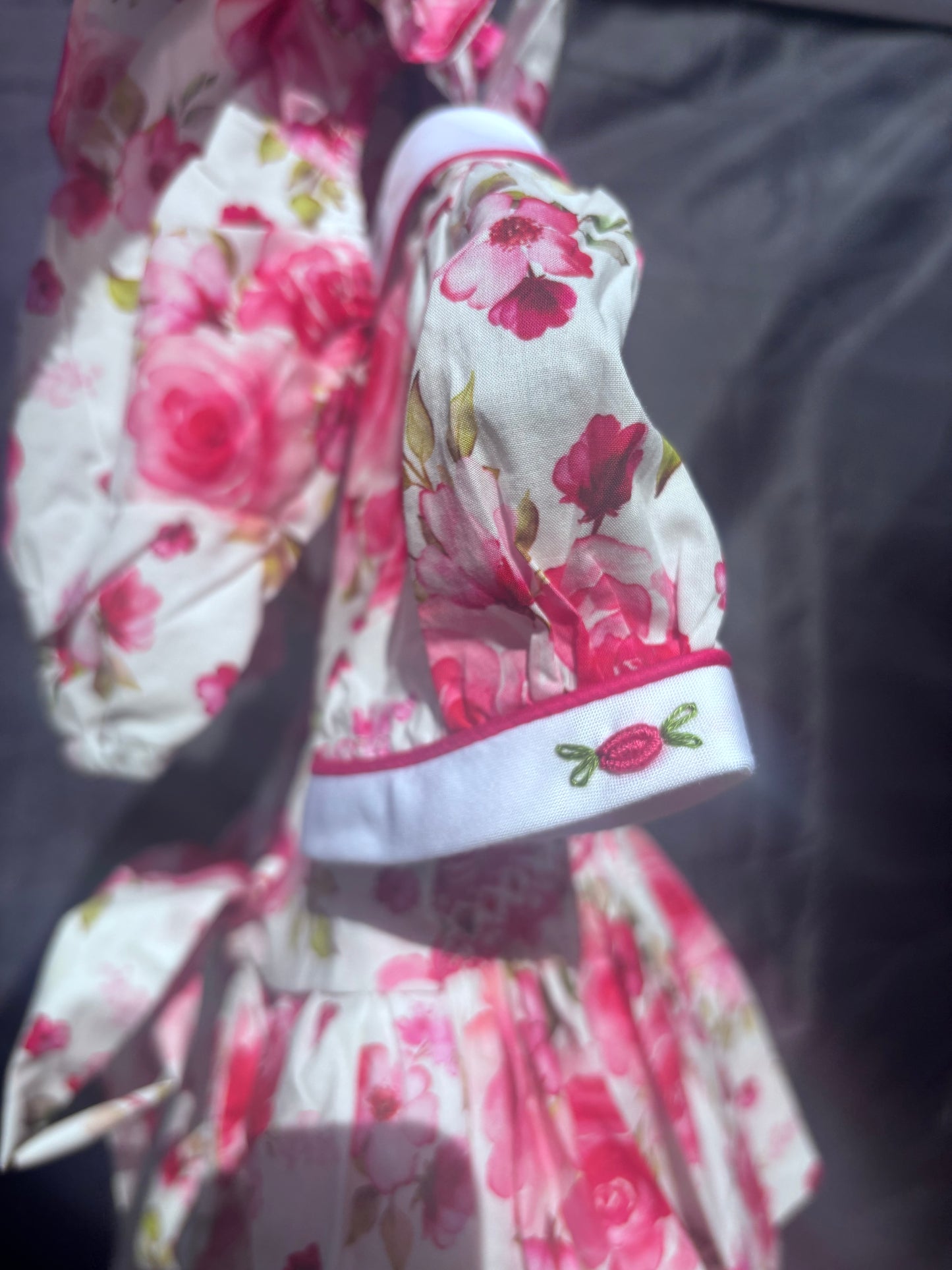 Rose Smocked Dress with Bloomers & hair accessories