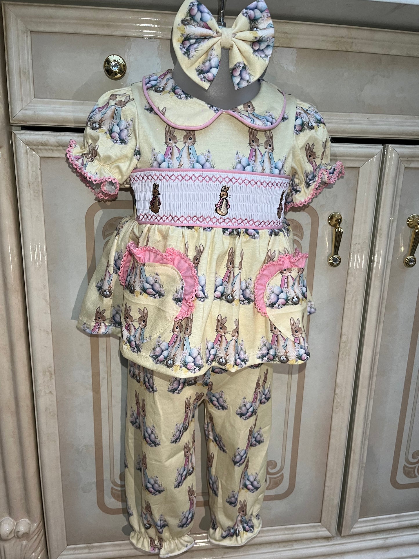 Girls Easter Smocked Pyjamas