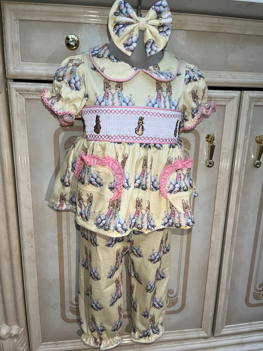 Girls Easter Smocked Pyjamas