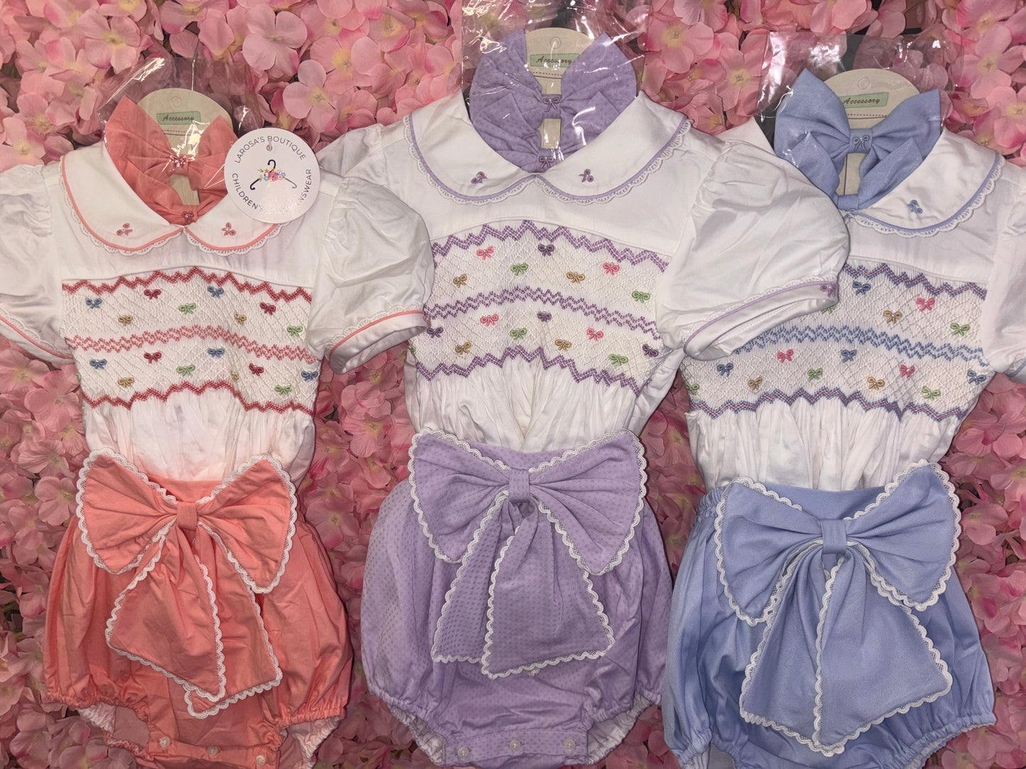 Bow Smocked Romper & Hair Accessories