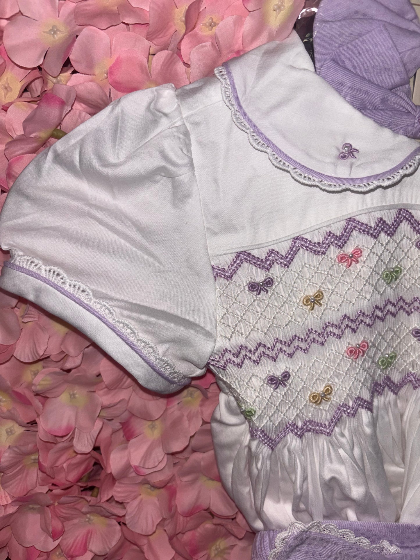 Bow Smocked Romper & Hair Accessories