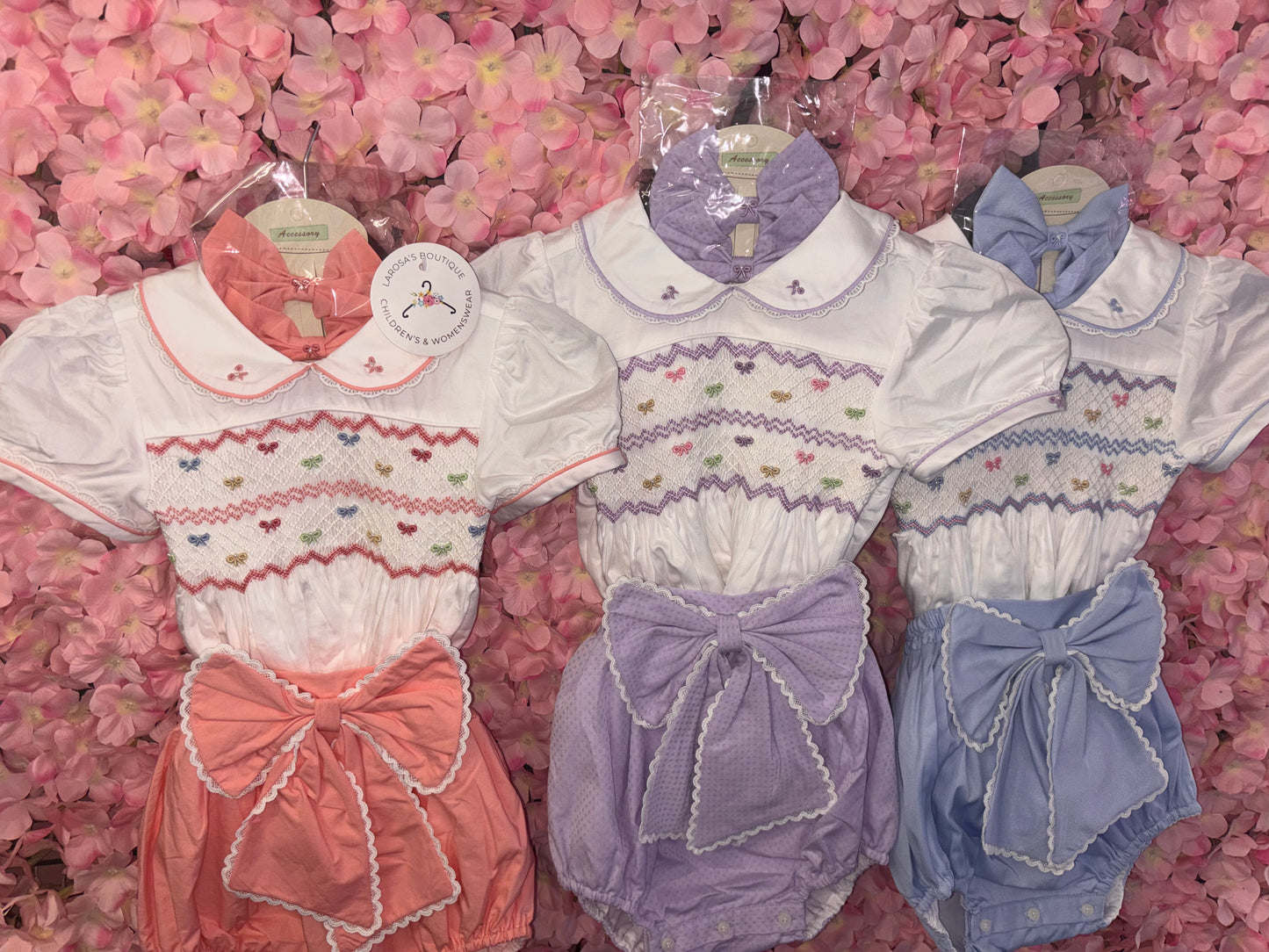 Bow Smocked Romper & Hair Accessories
