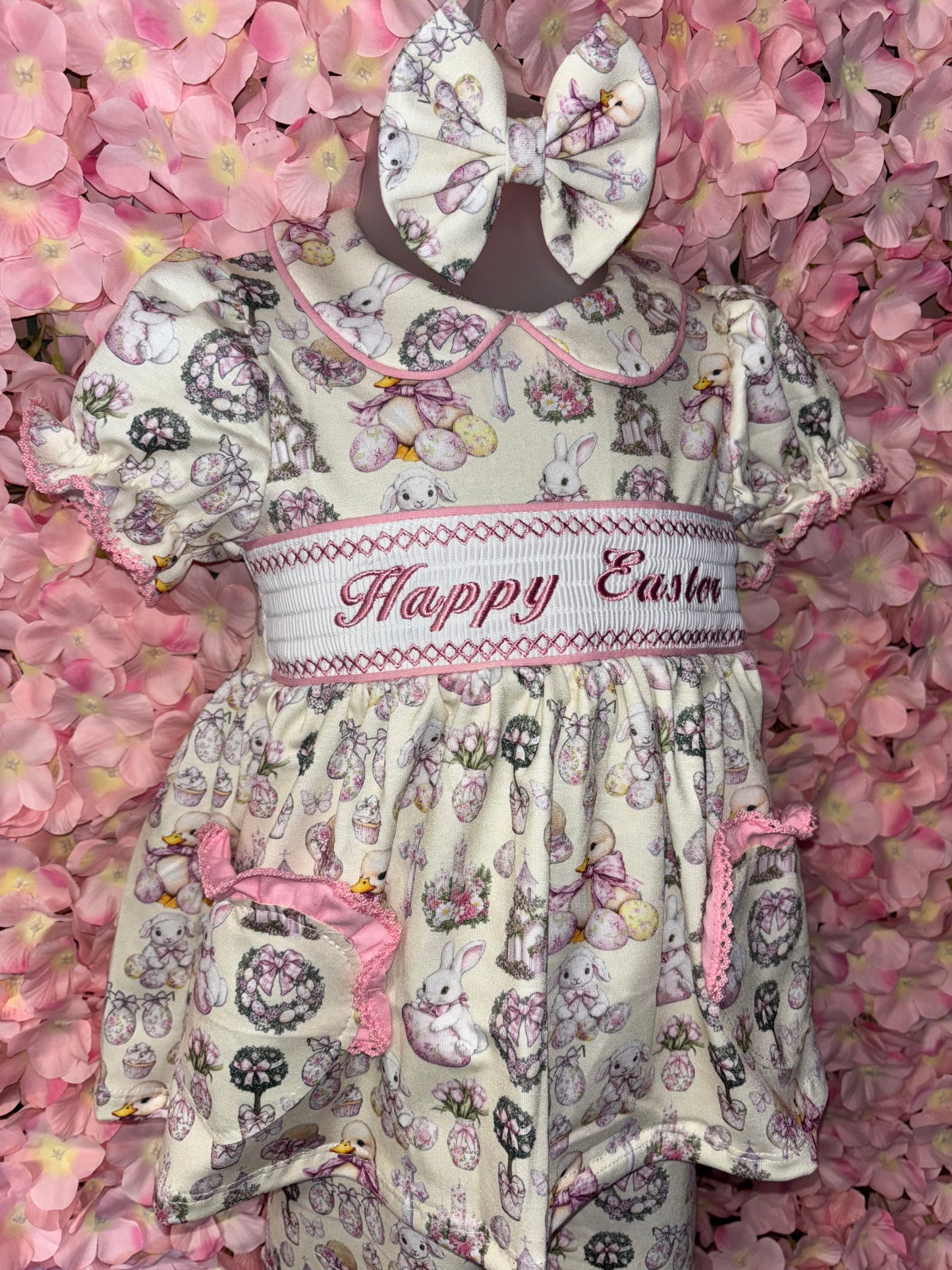 Girls Easter Smocked Pyjamas