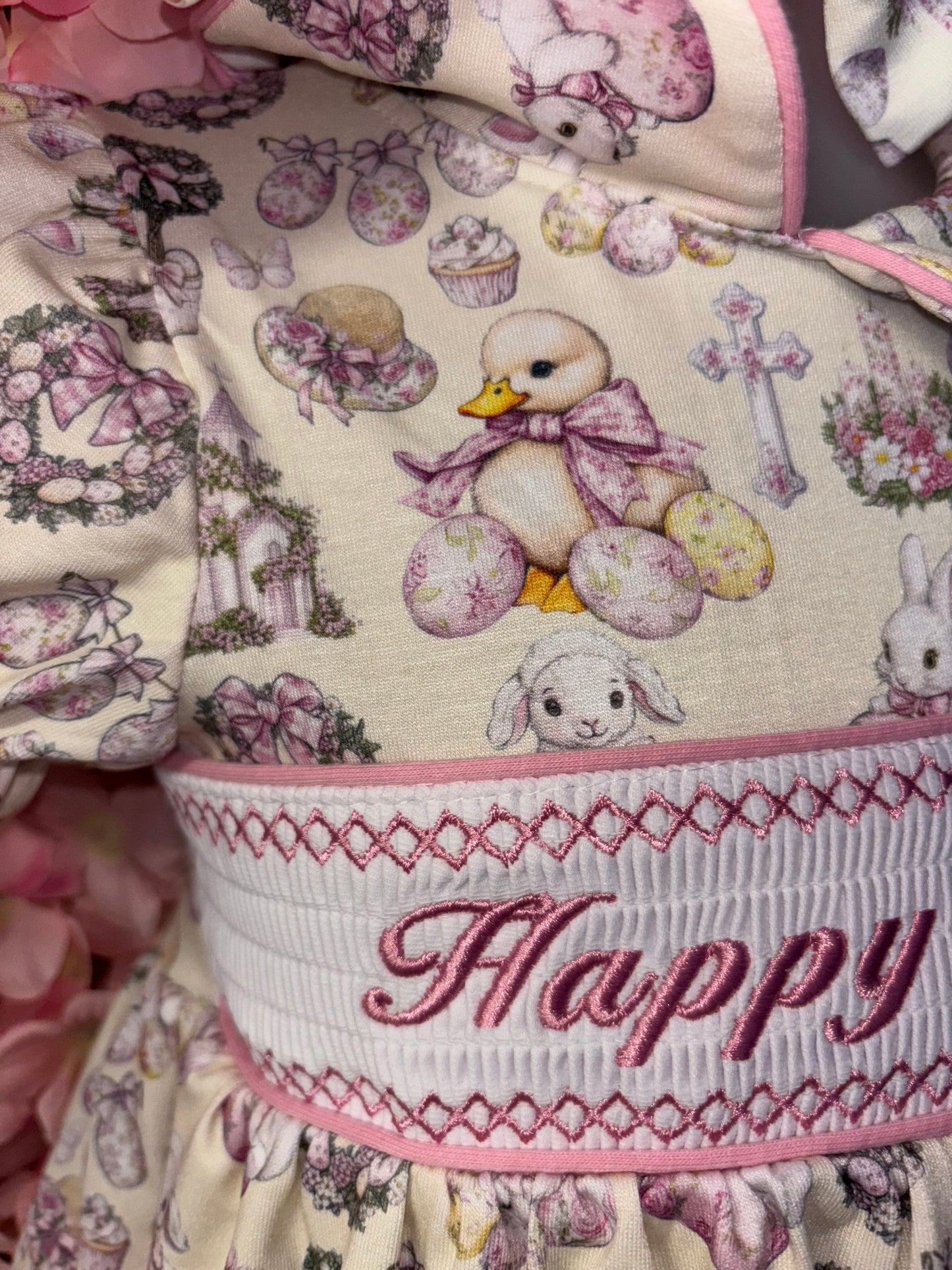 Girls Easter Smocked Pyjamas