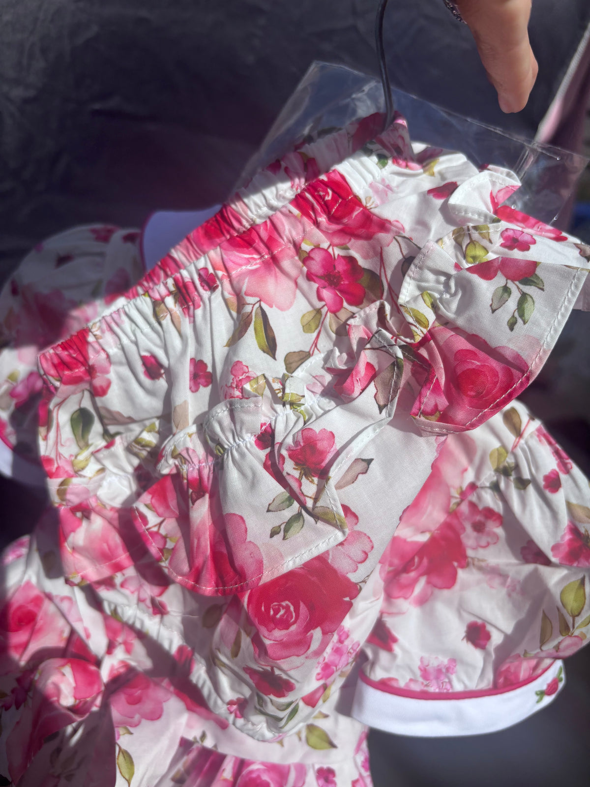 Rose Smocked Dress with Bloomers & hair accessories