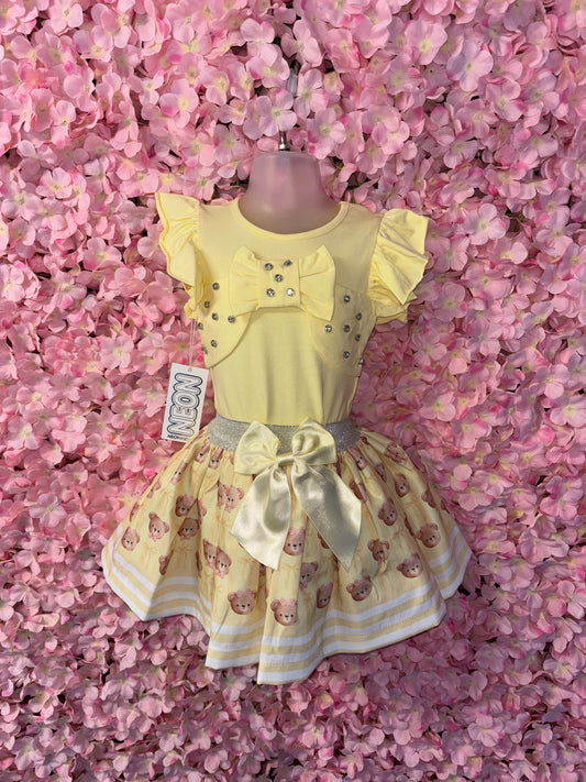 Diamanté Teddy Top & Skirt set