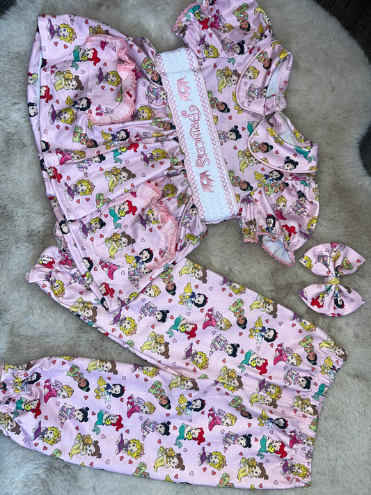 Girls Princess Smocked Pyjamas