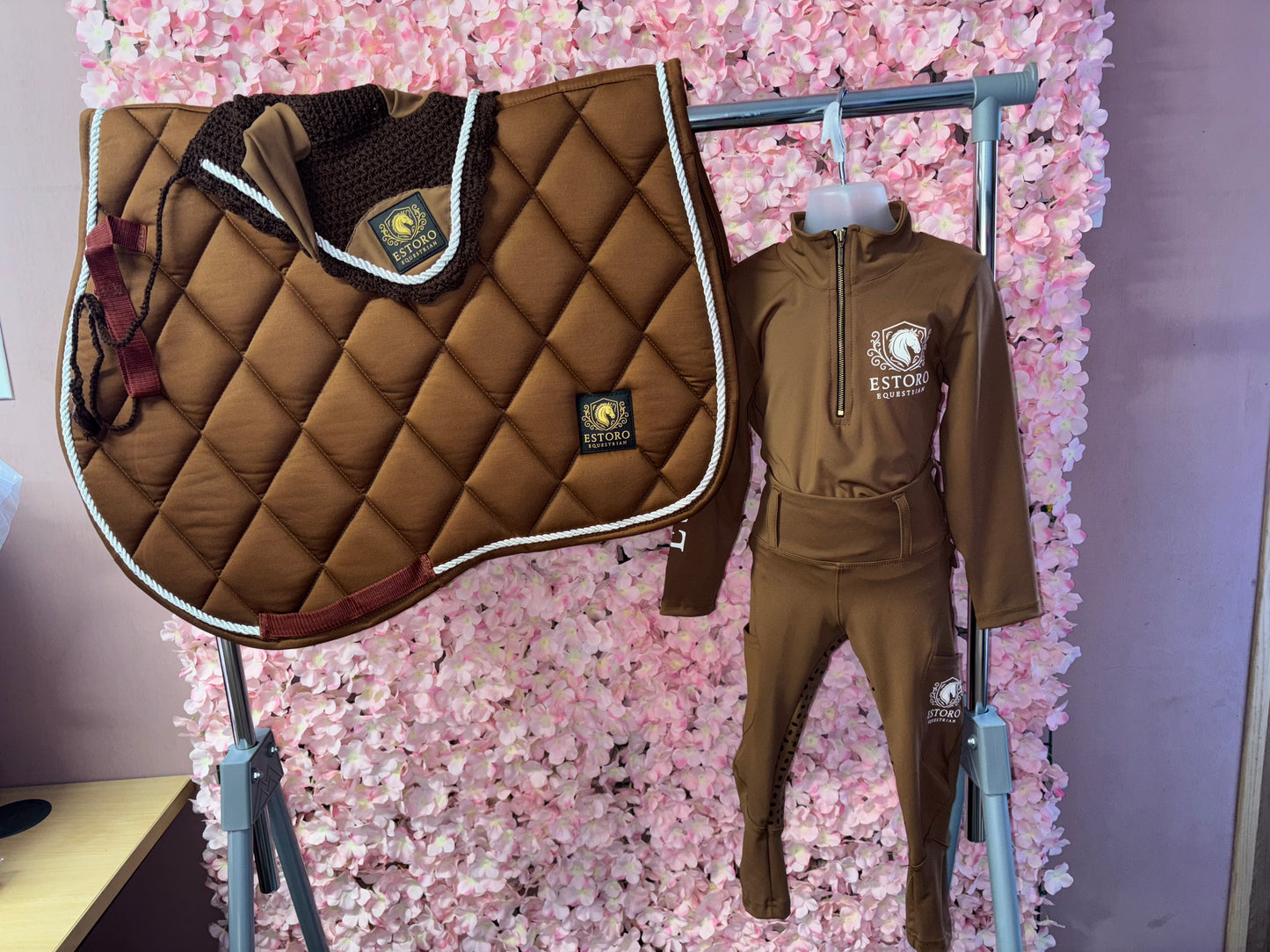 Coffee Saddle Pad & Fly Veil Set