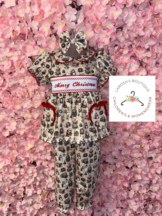 Christmas Smocked Pyjamas  (GIRLS)