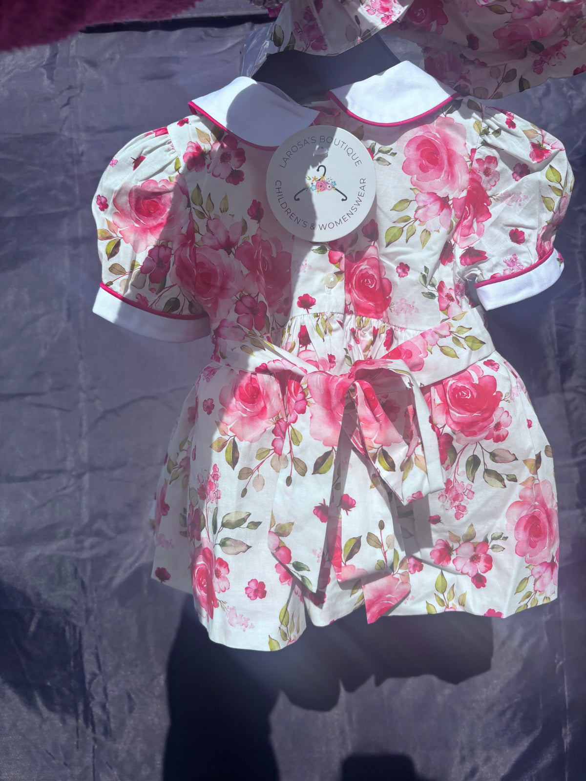 Rose Smocked Dress with Bloomers & hair accessories