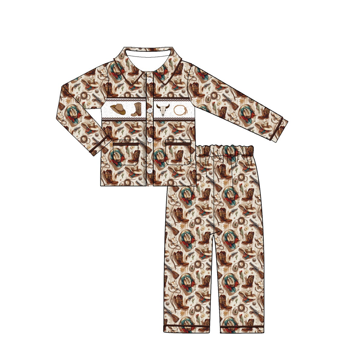 Pre Order Boys Cowboy Smocked Pyjamas