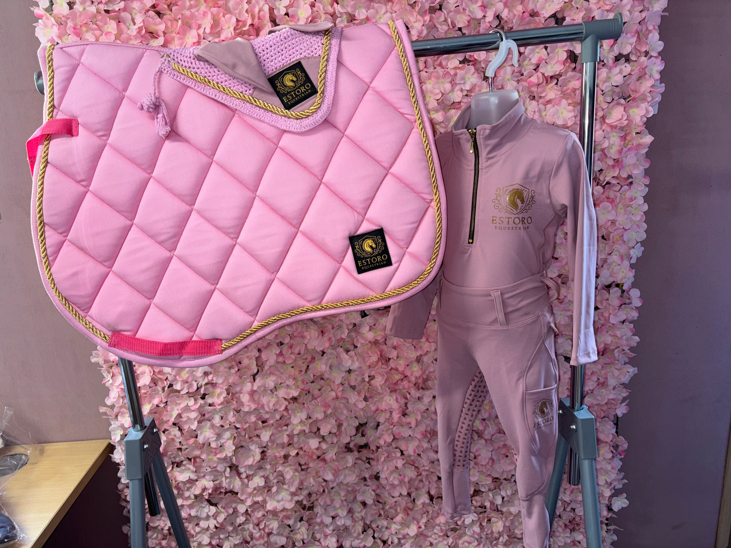 Pink Saddle Pad & Fly Veil Set