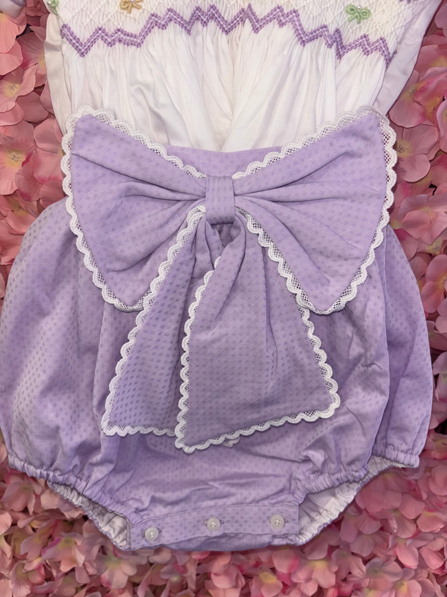 Bow Smocked Romper & Hair Accessories