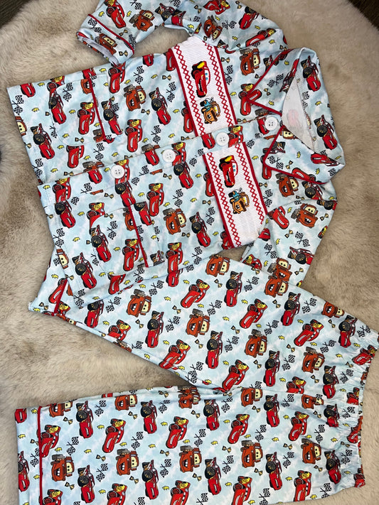 Boys Cars Smocked Pyjamas