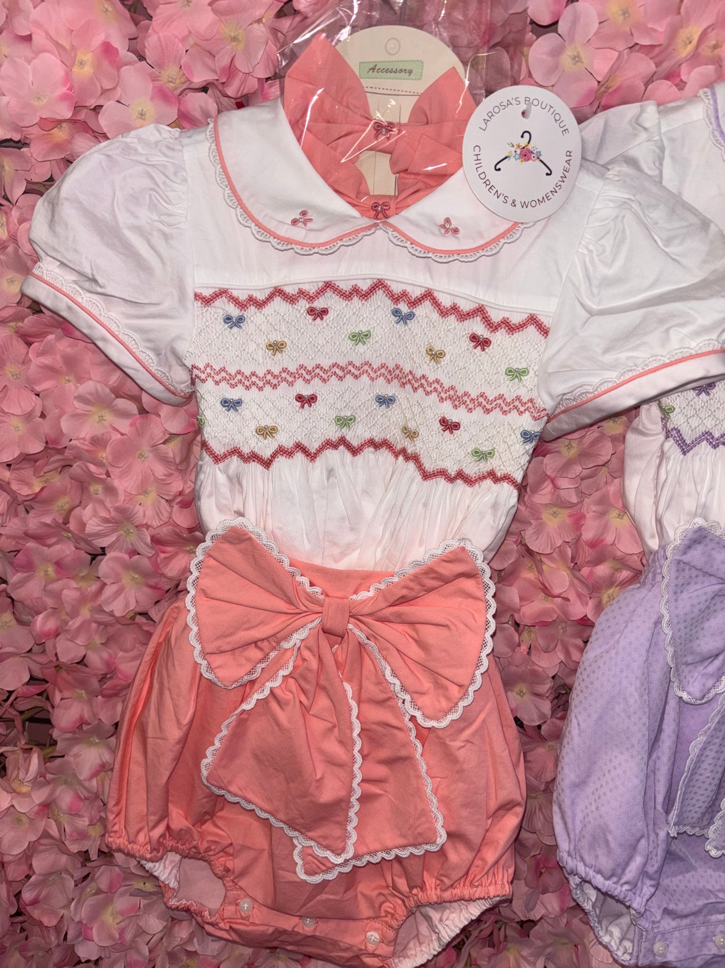 Bow Smocked Romper & Hair Accessories