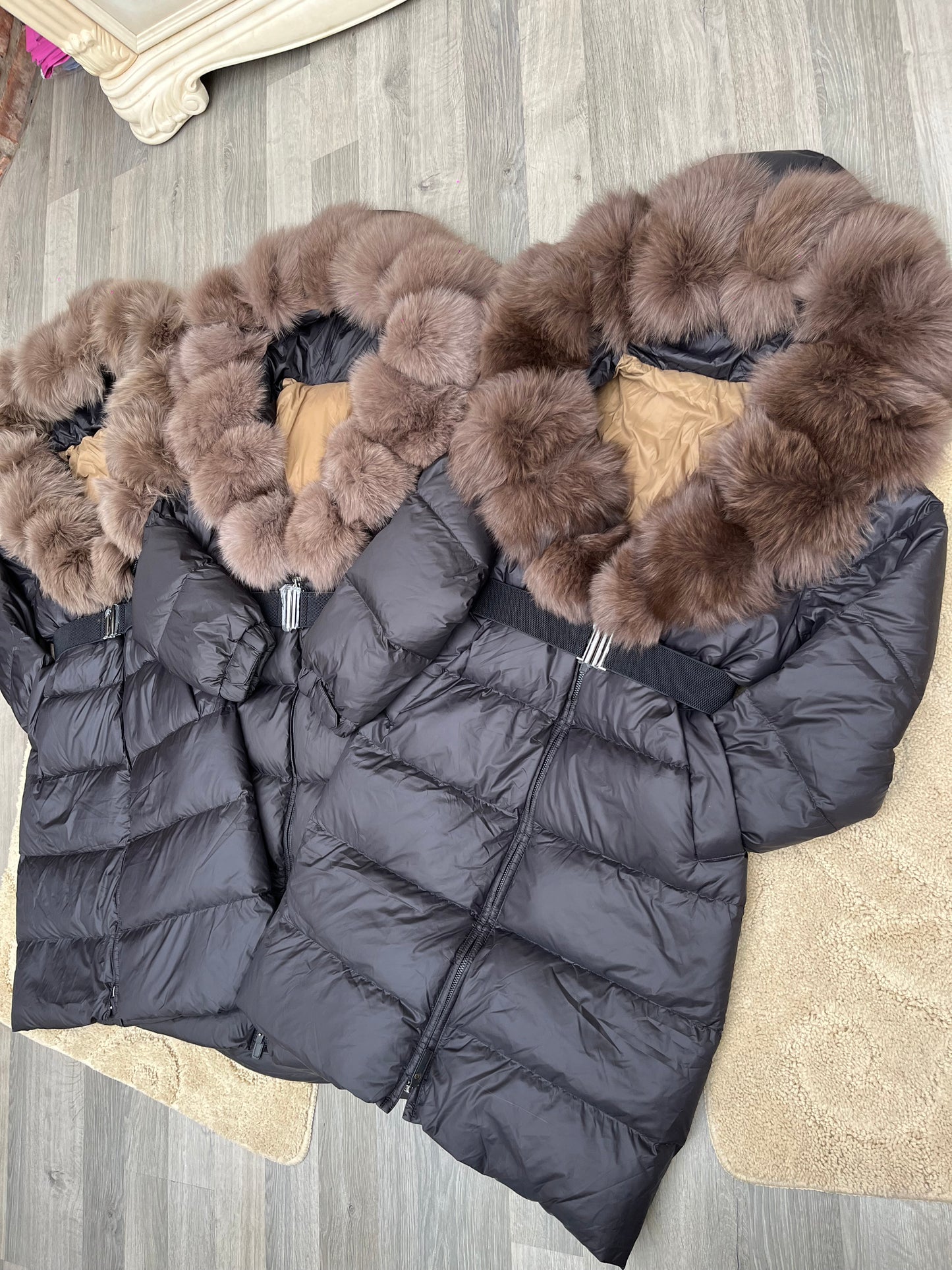 PRE ORDER Fox Fur Hooded Long Coats