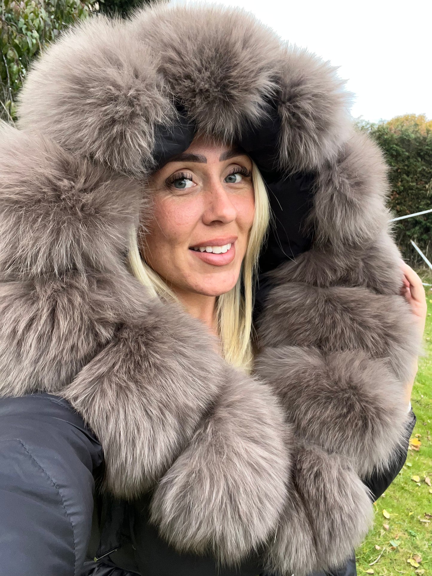 PRE ORDER Fox Fur Hooded Long Coats