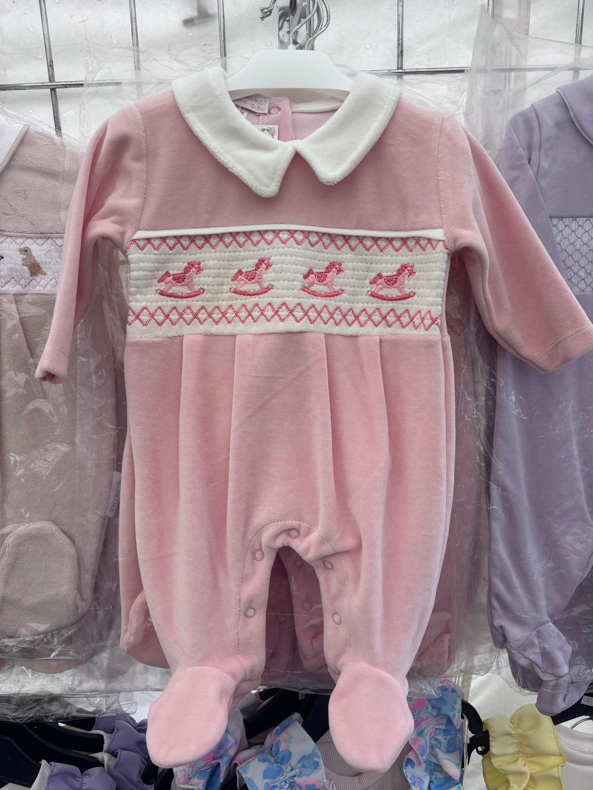 Rocking Horse Smocked Baby Grow
