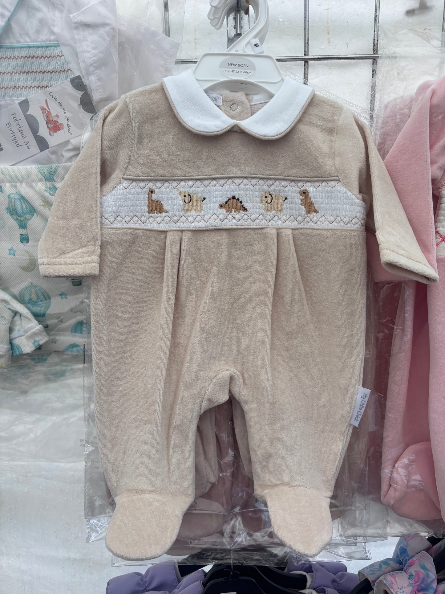 Animal Smocked Baby Grow
