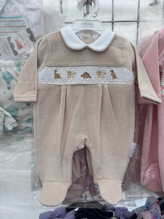Animal Smocked Baby Grow