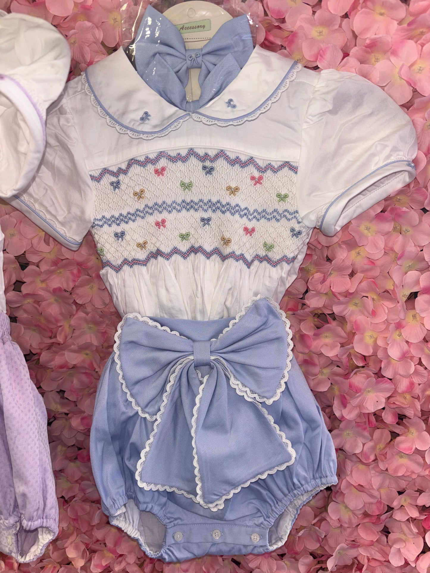 Bow Smocked Romper & Hair Accessories