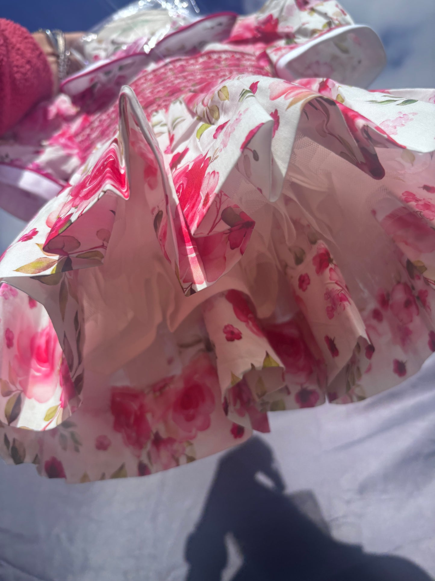 Rose Smocked Dress with Bloomers & hair accessories