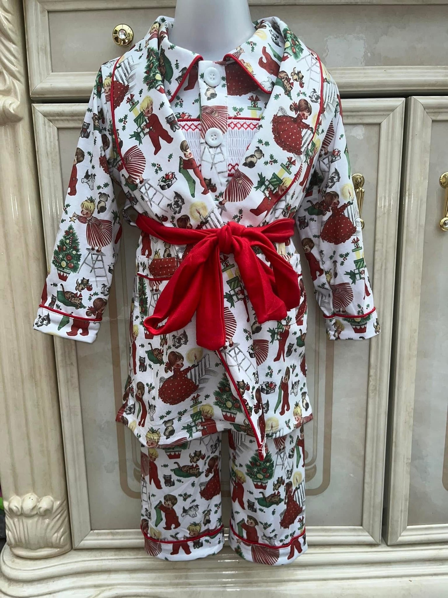 PRE ORDER Christmas Boys Smocked Pyjama & Night Coat Set