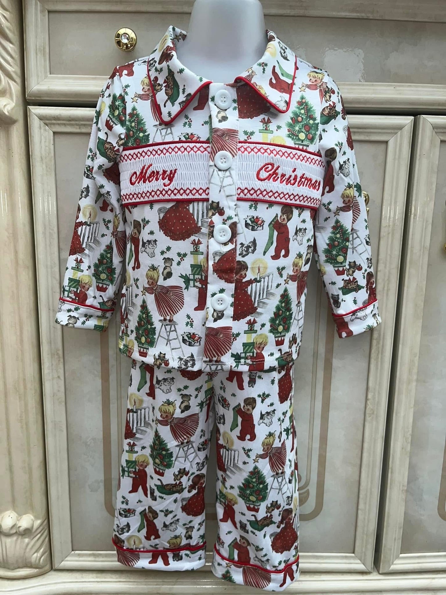 PRE ORDER Christmas Boys Smocked Pyjama & Night Coat Set